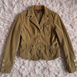 So Real Y2K 2000s Tan corduroy Long Sleeve Button Blazer Jacket Size  Small